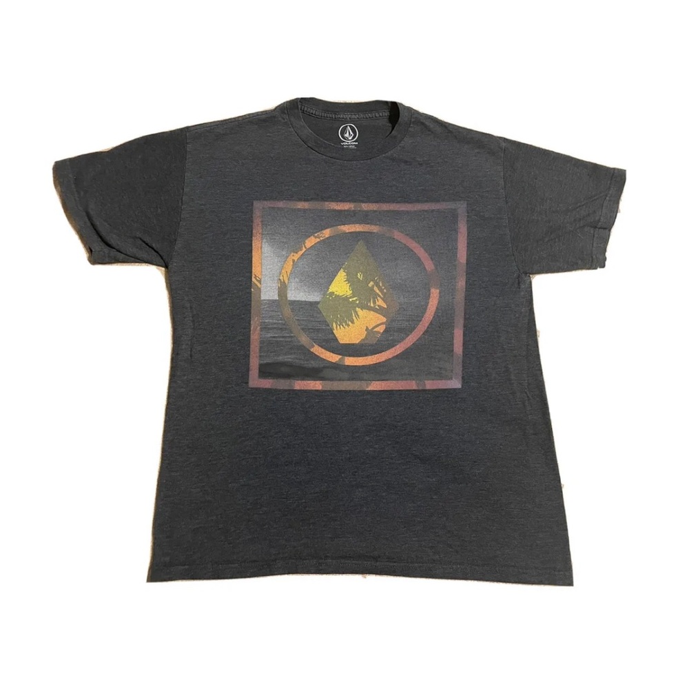 Volcom Logo Tee Shirt Mens Size Med Short Sleeve Pullover Top Stretch Graphic